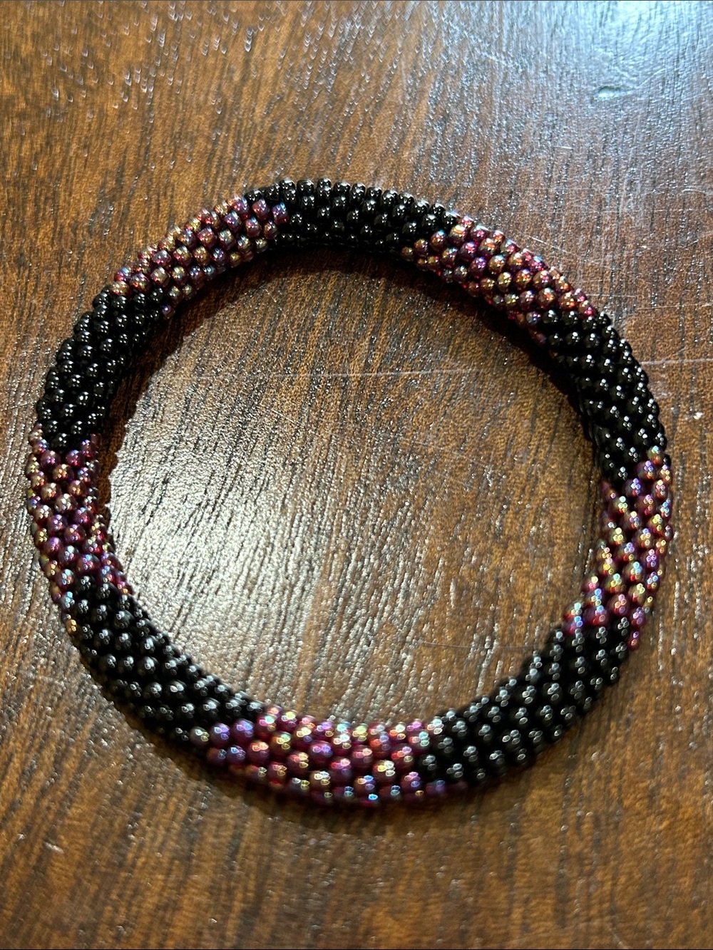 Sashka Handcrafted Black and Purple Beaded Bracelet